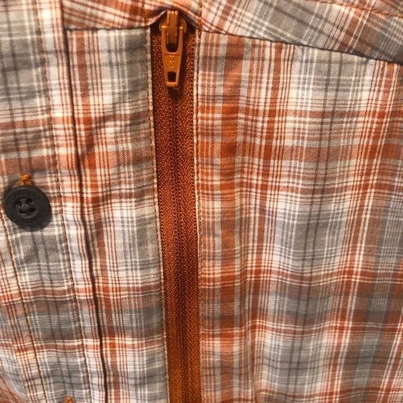 Columbia Regular Fit Long Sleeve Button Down Shirt Sz. L plaid Pumpkin/Gray - Picture 7 of 8